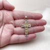 Dije Religioso 05.213.0196 Oro Laminado, Diseño de Crucifijo, Diamantado, Tono Dorado