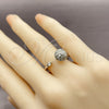 Anillo Multi Piedra 01.284.0113 Rodio Laminado, Diseño de Bola, con Zirconia Cubica Blanca, Pulido, Rodinado (Talla Unica)