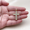 Dije Religioso 05.344.0001 Oro Laminado, Diseño de Cruz, con Blanca Zirconia Cubica, Pulido, Tono Dorado