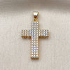 Dije Religioso 05.344.0001 Oro Laminado, Diseño de Cruz, con Blanca Zirconia Cubica, Pulido, Tono Dorado