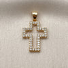 Dije Religioso 05.344.0003 Oro Laminado, Diseño de Cruz, con Blanca Zirconia Cubica, Pulido, Tono Dorado