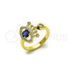 Anillo Multi Piedra 01.196.0045 Oro Laminado, Diseño de Ojo Griego, con Zafiro Azul and Blanca Zirconia Cubica, Pulido, Tono Dorado (One size fits all)
