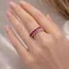 Anillo Multi Piedra 01.196.0053 Oro Laminado, Diseño de Baguette, con Rubi Zirconia Cubica, Pulido, Tono Dorado (One size fits all)