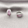 Argolla Huggie 02.260.0030.12 Rodio Laminado, con Micro Pave Rubi y Blanca, Pulido, Rodinado