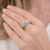 Anillo Multi Piedra 01.346.0027 Rodio Laminado, Diseño de Baguette, con Zirconia Cubica Blanca, Pulido, Rodinado (Talla Unica)