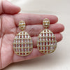Arete Colgante 02.436.0040 Oro Laminado, Diseño de Baguette, con Blanca Zirconia Cubica, Pulido, Tono Dorado
