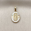 Dije Religioso 05.447.0001 Oro Laminado, Diseño de Guadalupe, con Marfil Madre Perla, Pulido, Tono Dorado