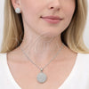 Juego de Arete y Dije de Adulto 10.448.0019 Rodio Laminado, con Zirconia Cubica Blanca, Pulido, Rodinado