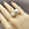 Anillo Multi Piedra 01.438.0007 Rodio Laminado, Diseño de Bola, con Perla Marfil, Pulido, Rodinado (Talla Unica)