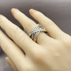 Anillo Multi Piedra 01.438.0008 Rodio Laminado, Diseño de Torcido, con Micro Pave Blanca, Pulido, Rodinado (Talla Unica)