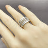 Anillo Multi Piedra 01.438.0010 Rodio Laminado, Diseño de Miami Cubana, con Micro Pave Blanca, Pulido, Rodinado (Talla Unica)