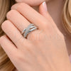 Anillo Multi Piedra 01.438.0012 Rodio Laminado, Diseño de Torcido, con Micro Pave Blanca, Pulido, Rodinado (Talla Unica)