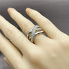 Anillo Multi Piedra 01.438.0012 Rodio Laminado, Diseño de Torcido, con Micro Pave Blanca, Pulido, Rodinado (Talla Unica)