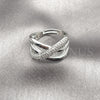 Anillo Multi Piedra 01.438.0012 Rodio Laminado, Diseño de Torcido, con Micro Pave Blanca, Pulido, Rodinado (Talla Unica)