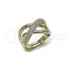 Anillo Multi Piedra 01.438.0012 Rodio Laminado, Diseño de Torcido, con Micro Pave Blanca, Pulido, Rodinado (Talla Unica)