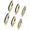 Argolla Huggie 02.438.0001.1.15 Rodio Laminado, con Micro Pave Multicolor, Pulido, Rodinado
