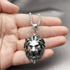 Collares con Dije 04.451.0003.24 Acero Inoxidable, Diseño de Leon, Pulido, Tono Plateado (03 MM Thickness, 24 Inches Length)