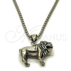 Collares con Dije 04.451.0006.24 Acero Inoxidable, Diseño de Perro, Pulido, Tono Plateado (03 MM Thickness, 24 Inches Length)