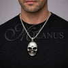 Collares con Dije 04.451.0008.24 Acero Inoxidable, Diseño de Calavera, Pulido, Tono Plateado (03 MM Thickness, 24 Inches Length)