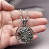 Collares con Dije 04.451.0009.24 Acero Inoxidable, Diseño de Jesus, Pulido, Tono Plateado (03 MM Thickness, 24 Inches Length)