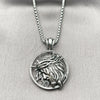 Collares con Dije 04.451.0009.24 Acero Inoxidable, Diseño de Jesus, Pulido, Tono Plateado (03 MM Thickness, 24 Inches Length)