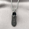 Collares con Dije 04.451.0013.24 Acero Inoxidable, Diseño de Zapato, Pulido, Tono Plateado (03 MM Thickness, 24 Inches Length)