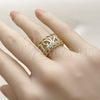 Anillo Multi Piedra 01.310.0050 Oro Laminado, Diseño de Amor, con Blanca Zirconia Cubica, Pulido, Tono Dorado (One size fits all)