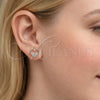 Arete Dormilona 02.310.0111 Rodio Laminado, Diseño de Corazón, con Micro Pave Blanca, Pulido, Rodinado