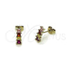 Arete Dormilona 02.310.0116 Rodio Laminado, con Zirconia Cubica Multicolor, Pulido, Rodinado