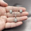 Juego de Arete y Dije de Adulto 10.452.0001 Rodio Laminado, con Zirconia Cubica Blanca, Pulido, Rodinado
