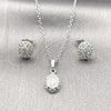 Juego de Arete y Dije de Adulto 10.452.0001 Rodio Laminado, con Zirconia Cubica Blanca, Pulido, Rodinado