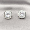 Arete Dormilona 02.452.0011 Rodio Laminado, Diseño de Cluster y Baguette, con Zirconia Cubica Blanca, Pulido, Rodinado