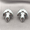 Arete Dormilona 02.455.0018 Rodio Laminado, Diseño de Oja, Pulido, Rodinado