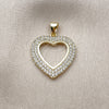 Dije Elegante 05.213.0200 Oro Laminado, Diseño de Corazón, con Zirconia Cubica Blanca, Pulido, Tono Dorado