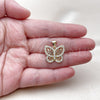 Dije Elegante 05.213.0205 Oro Laminado, Diseño de Mariposa, con Zirconia Cubica Blanca, Pulido, Tono Dorado