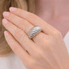 Anillo Elegante 01.213.0046.1 Rodio Laminado, Diseño de Torcido, Pulido, Rodinado (Talla Unica)