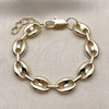 Pulsera Elegante 04.213.0345.07 Oro Laminado, Diseño de Puff Mariner, Pulido, Tono Dorado (Grosor 11.5 MM, 7 Pulgadas de Largo)