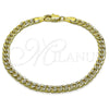 Pulsera Básica 04.213.0344.07 Oro Laminado, Diseño de Cubana Concava, Pulido, Tono Dorado (Calibre 120, Grosor 04.5 MM, 8 Pulgadas de Largo)