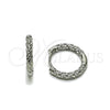 Argolla Huggie 02.213.0929.18 Rodio Laminado, Diseño de Torcido y Rope, Diamantado, Rodinado