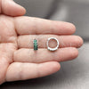 Argolla Huggie 02.213.0934.14 Rodio Laminado, con Zirconia Cubica Verde, Pulido, Rodinado
