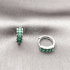 Argolla Huggie 02.213.0934.14 Rodio Laminado, con Zirconia Cubica Verde, Pulido, Rodinado