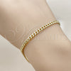Pulsera Elegante 04.213.0368.07 Oro Laminado, Diseño de Miami Cubana, Pulido, Tono Dorado (Grosor 03.5 MM, 8 Pulgadas de Largo)
