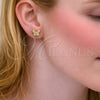 Arete Dormilona 02.456.0005 Oro Laminado, Diseño de Mariposa, con Zirconia Cubica Blanca, Pulido, Tono Dorado