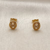 Arete Dormilona 02.456.0010 Oro Laminado, Diseño de Puff Mariner, con Micro Pave Blanca, Pulido, Tono Dorado