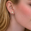 Arete Dormilona 02.456.0013 Oro Laminado, Diseño de Bola, con Perla Marfil, Pulido, Tono Dorado