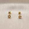 Arete Dormilona 02.456.0014 Oro Laminado, Diseño de Flor, con Perla Marfil, Pulido, Tono Dorado