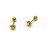 Arete Dormilona 02.456.0014 Oro Laminado, Diseño de Flor, con Perla Marfil, Pulido, Tono Dorado