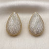 Arete Dormilona 02.457.0003 Oro Laminado, Diseño de Gota, con Zirconia Cubica Blanca, Pulido, Tono Dorado