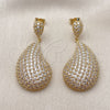 Arete Dormilona 02.457.0006 Oro Laminado, Diseño de Gota, con Zirconia Cubica Blanca, Pulido, Tono Dorado