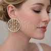 Arete Dormilona 02.457.0009 Oro Laminado, con Zirconia Cubica Blanca y Micro Pave Blanca, Pulido, Tono Dorado